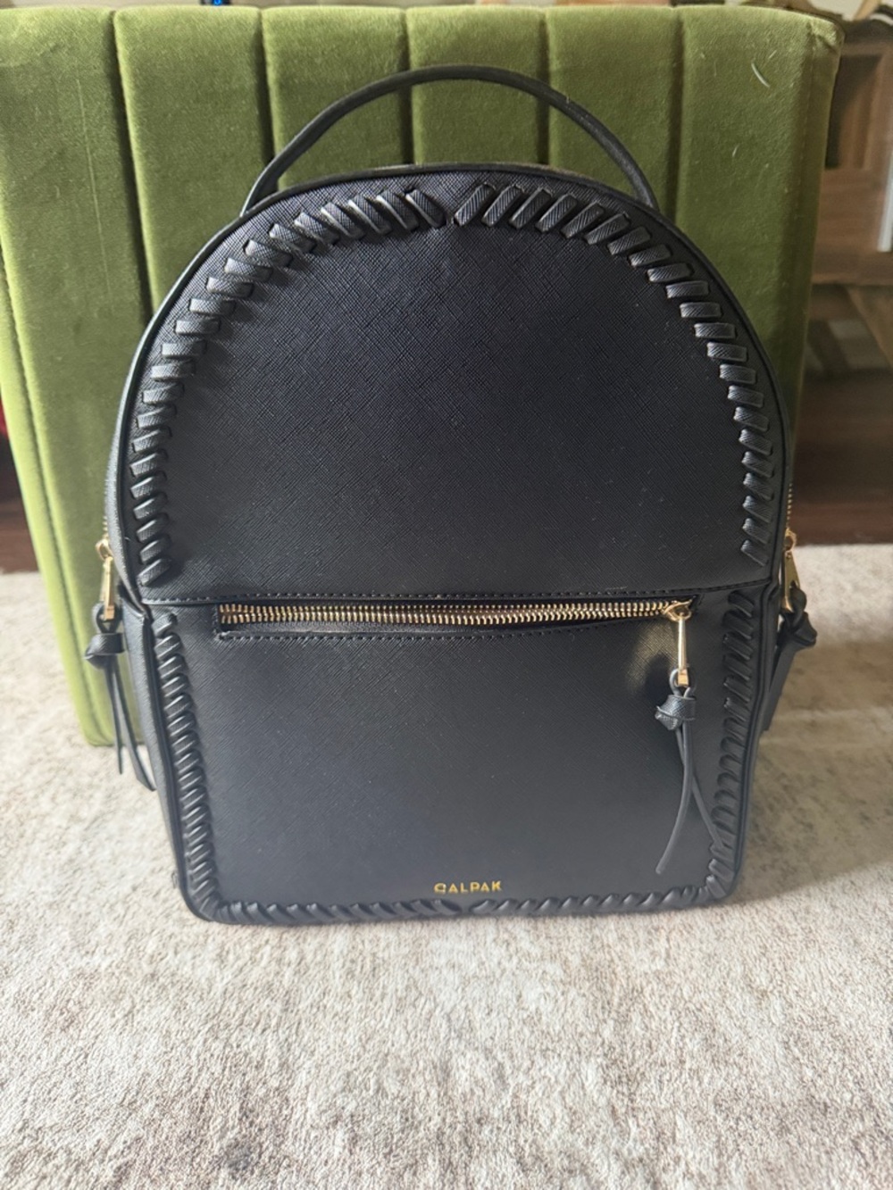Calpak Black Mini Backpack with Whipstitch Trim